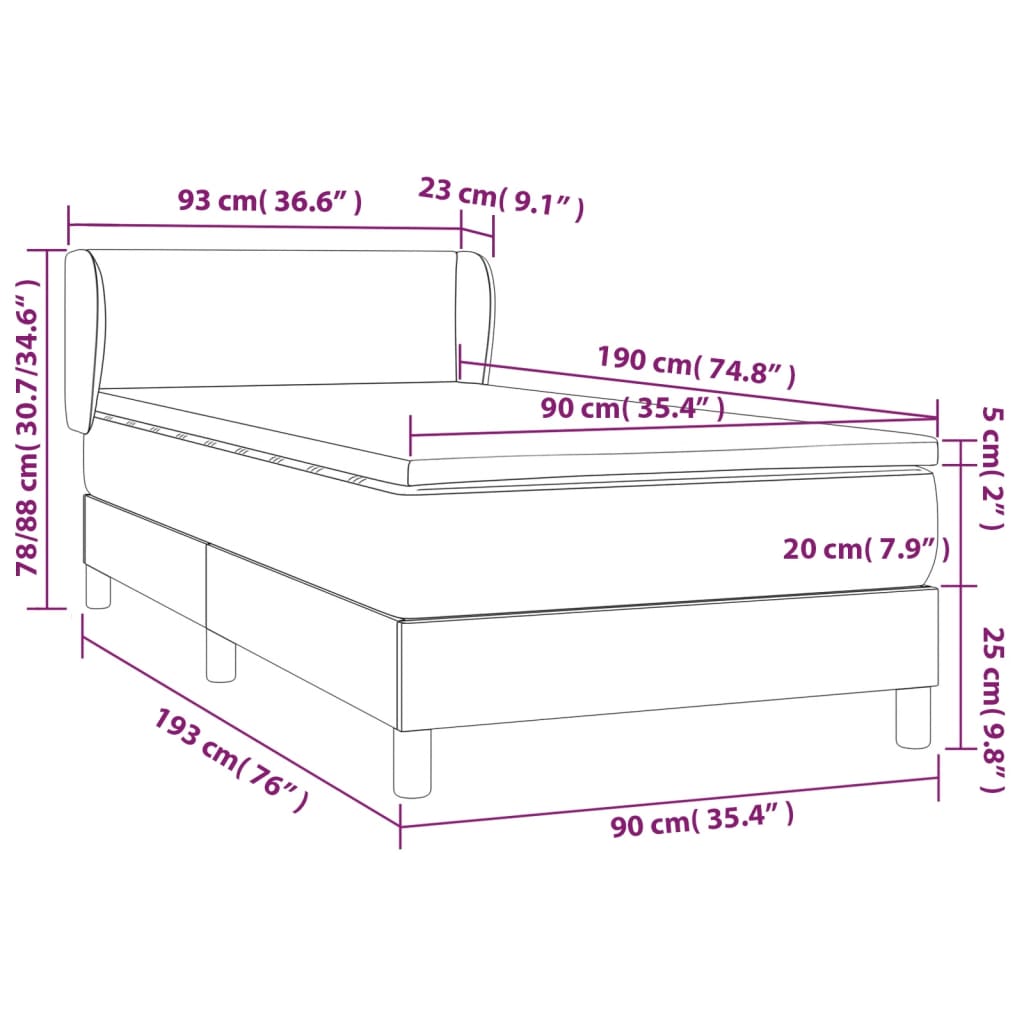Boxspring met matras fluweel donkergrijs 90x190 cm is nu te koop bij PeponiXL, paradijselijk wonen!