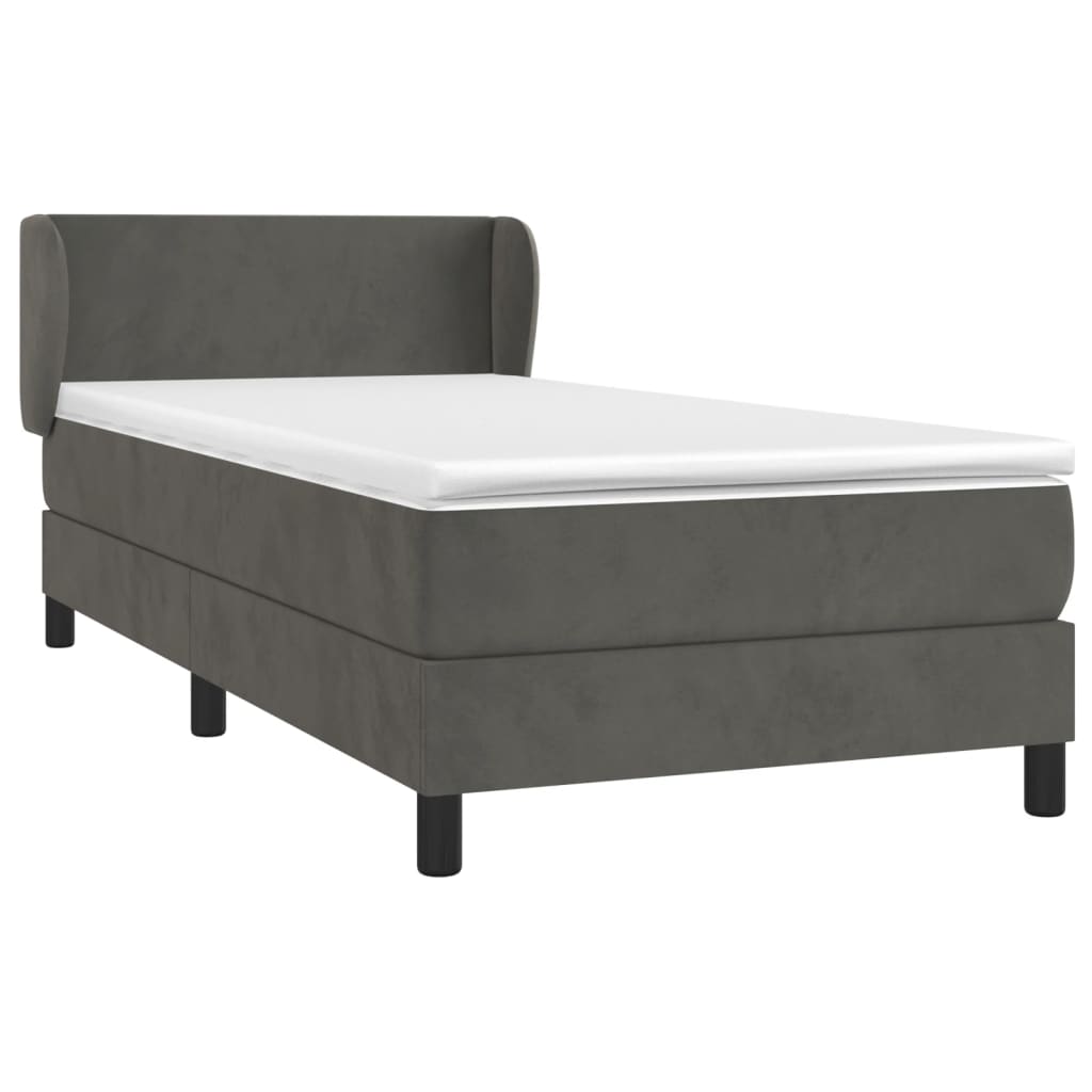 Boxspring met matras fluweel donkergrijs 90x200 cm is nu te koop bij PeponiXL, paradijselijk wonen!