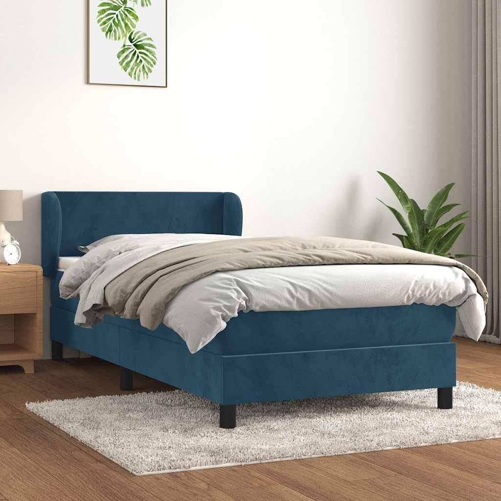 Boxspring met matras fluweel donkerblauw 90x200 cm is nu te koop bij PeponiXL, paradijselijk wonen!