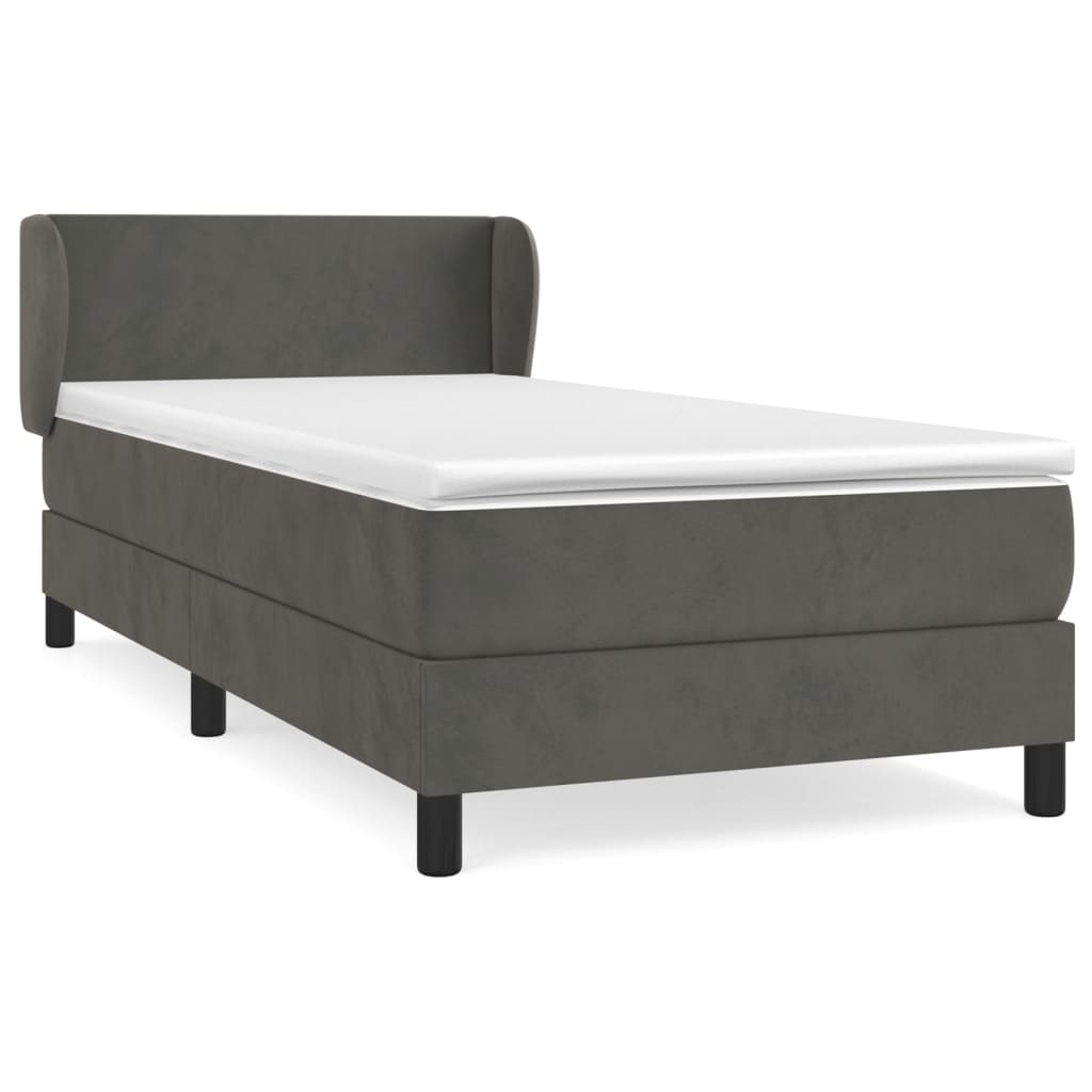 Boxspring met matras fluweel donkergrijs 100x200 cm is nu te koop bij PeponiXL, paradijselijk wonen!