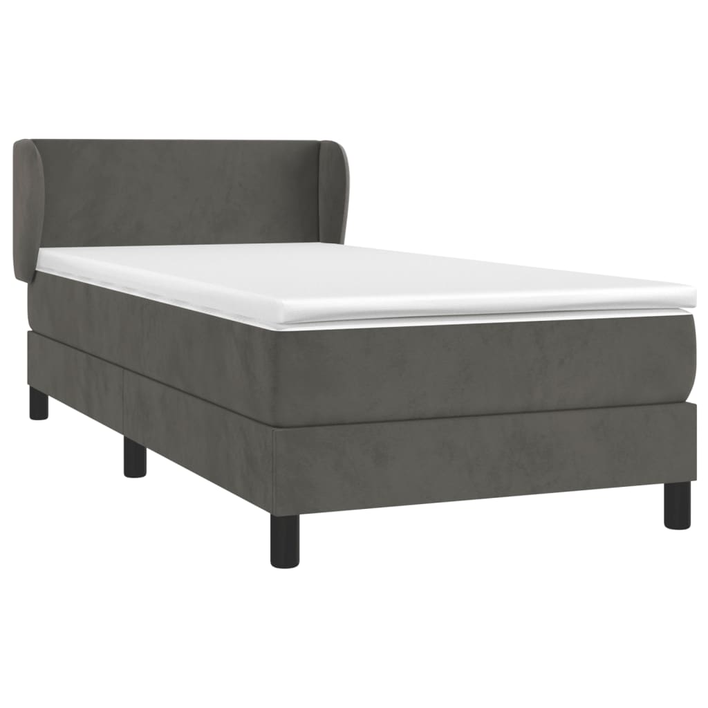 Boxspring met matras fluweel donkergrijs 100x200 cm is nu te koop bij PeponiXL, paradijselijk wonen!