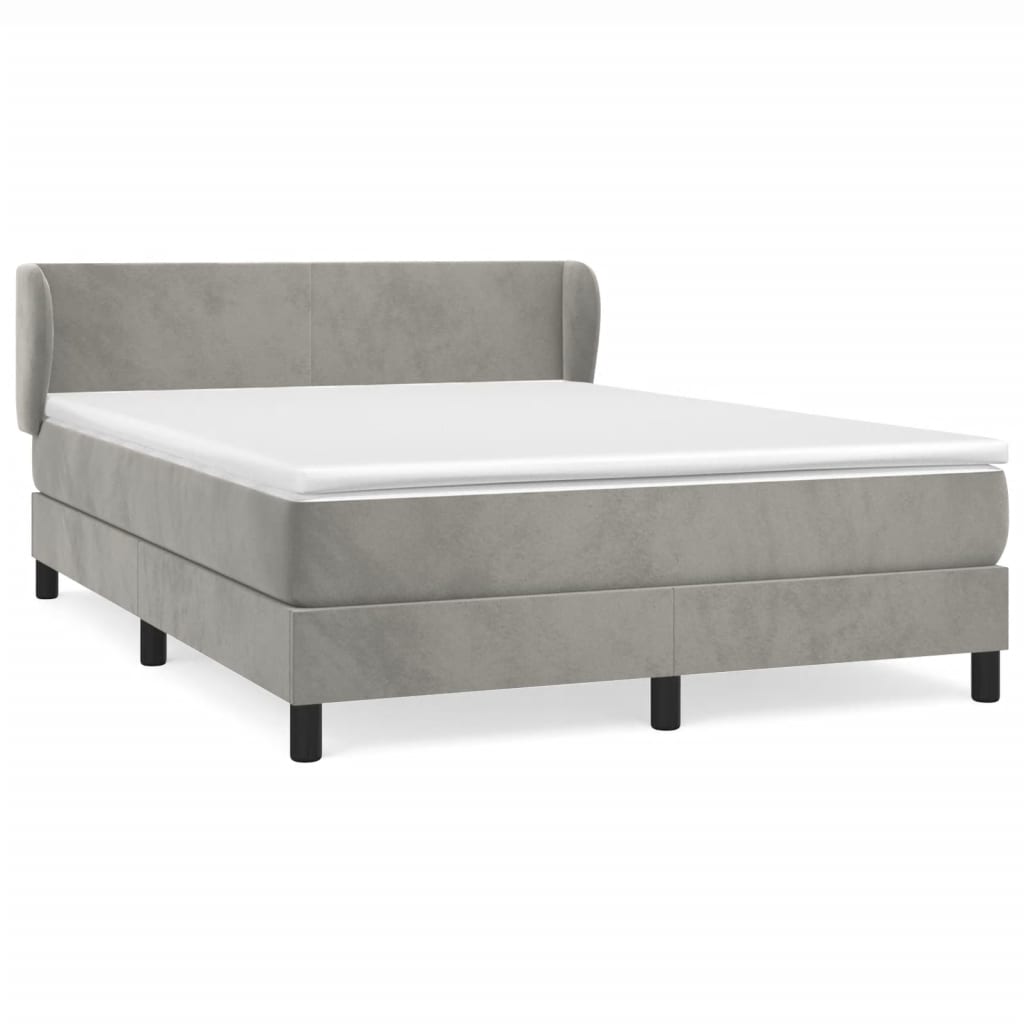 Boxspring met matras fluweel lichtgrijs 140x190 cm is nu te koop bij PeponiXL, paradijselijk wonen!