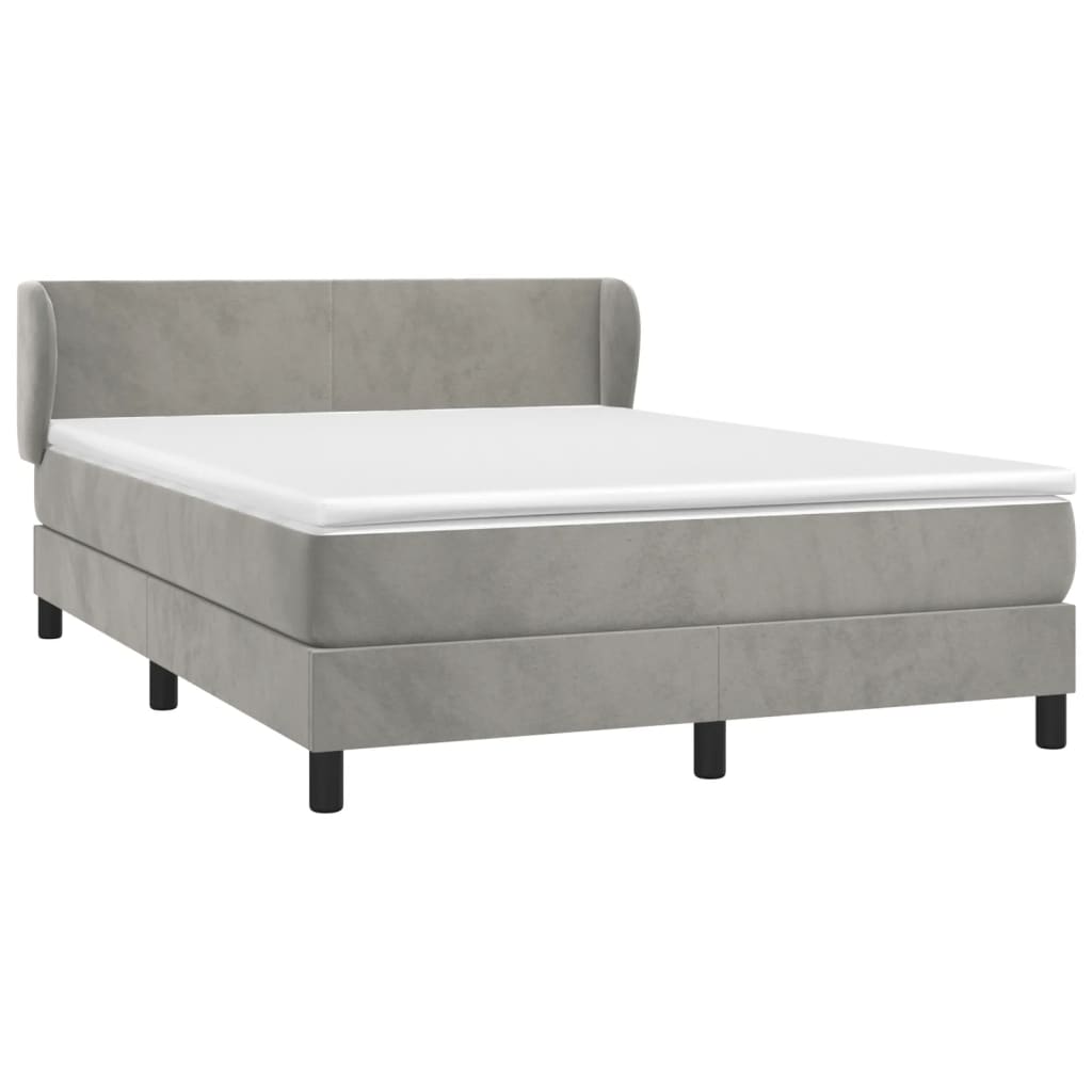 Boxspring met matras fluweel lichtgrijs 140x190 cm is nu te koop bij PeponiXL, paradijselijk wonen!