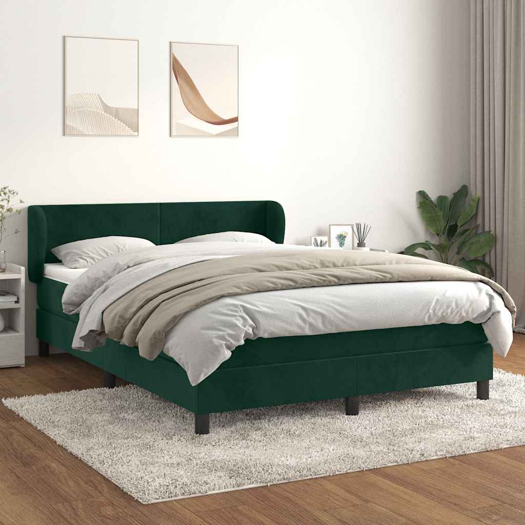 Boxspring met matras fluweel donkergroen 140x190 cm is nu te koop bij PeponiXL, paradijselijk wonen!