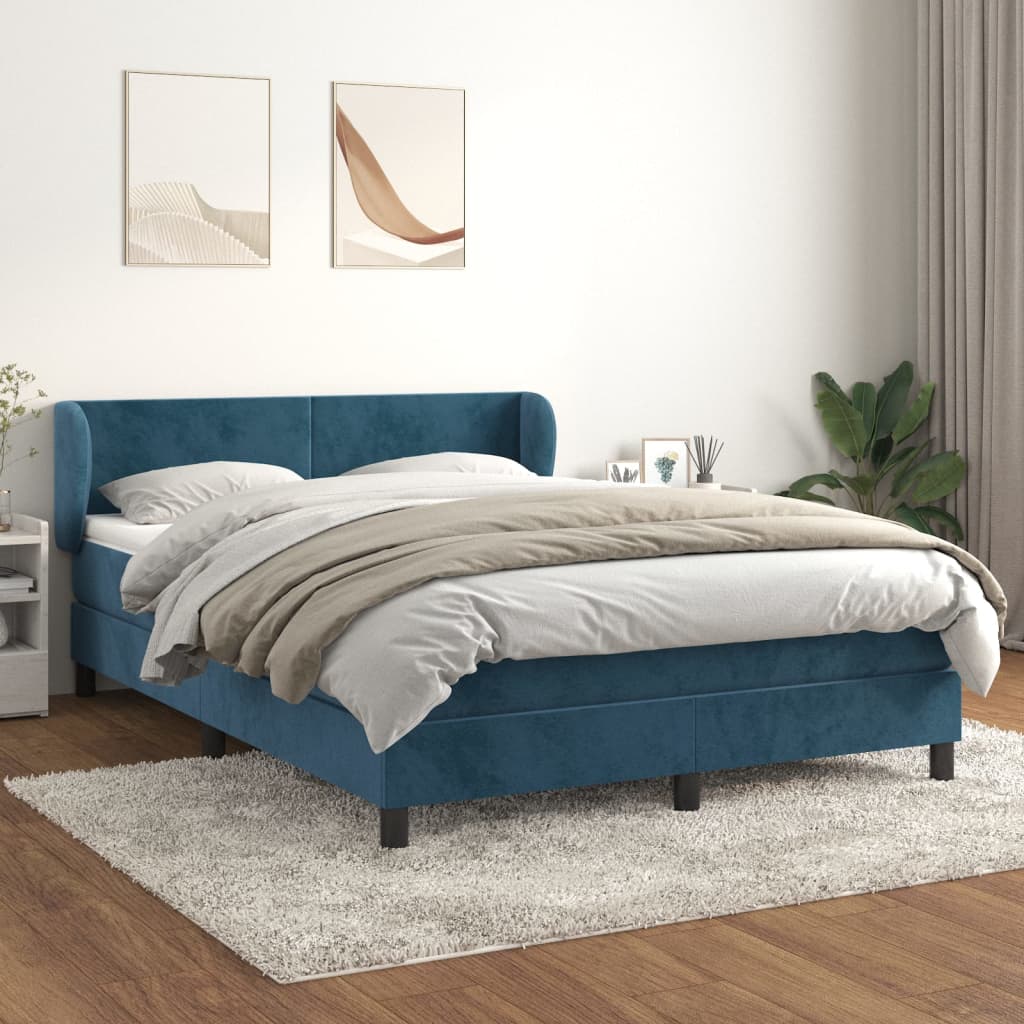 Boxspring met matras fluweel donkerblauw 140x190 cm is nu te koop bij PeponiXL, paradijselijk wonen!