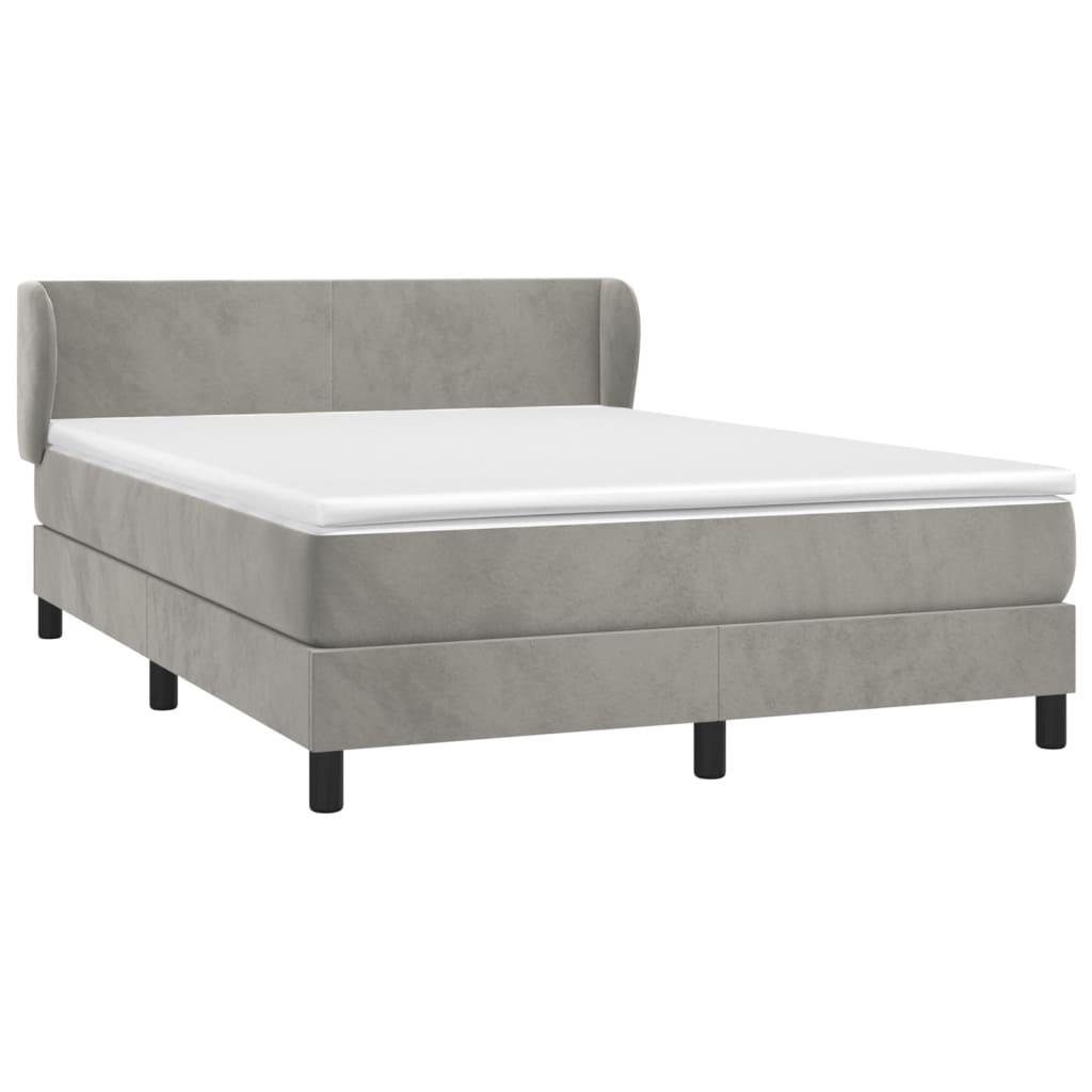 Boxspring met matras fluweel lichtgrijs 140x200 cm is nu te koop bij PeponiXL, paradijselijk wonen!