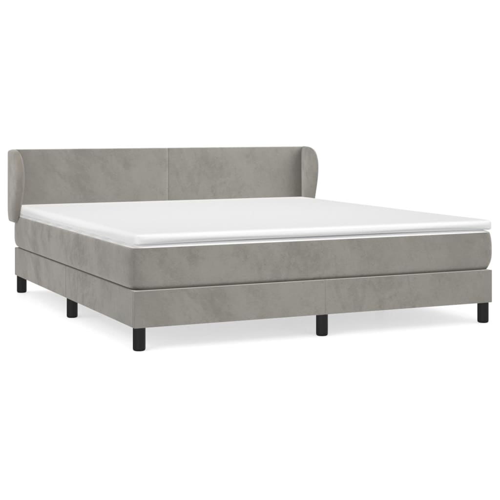 Boxspring met matras fluweel lichtgrijs 160x200 cm is nu te koop bij PeponiXL, paradijselijk wonen!