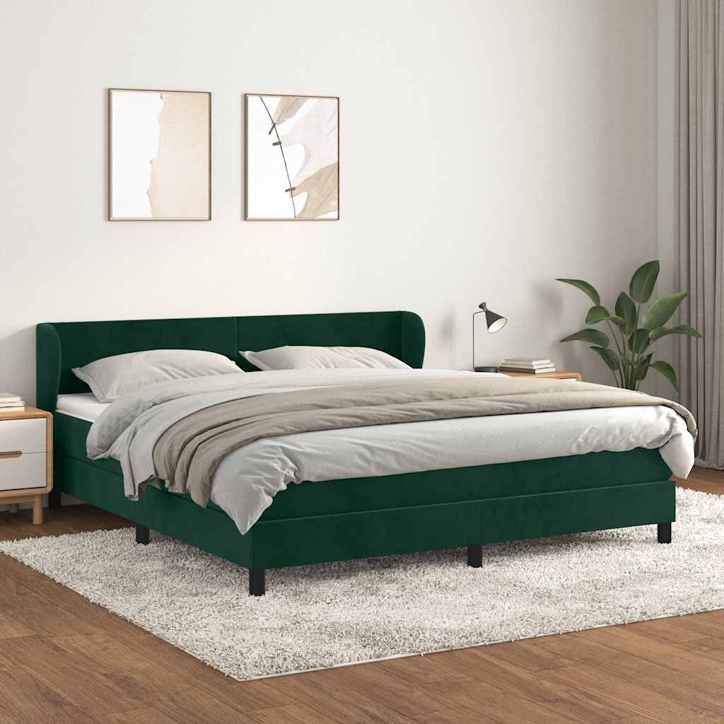Boxspring met matras fluweel donkergroen 160x200 cm is nu te koop bij PeponiXL, paradijselijk wonen!