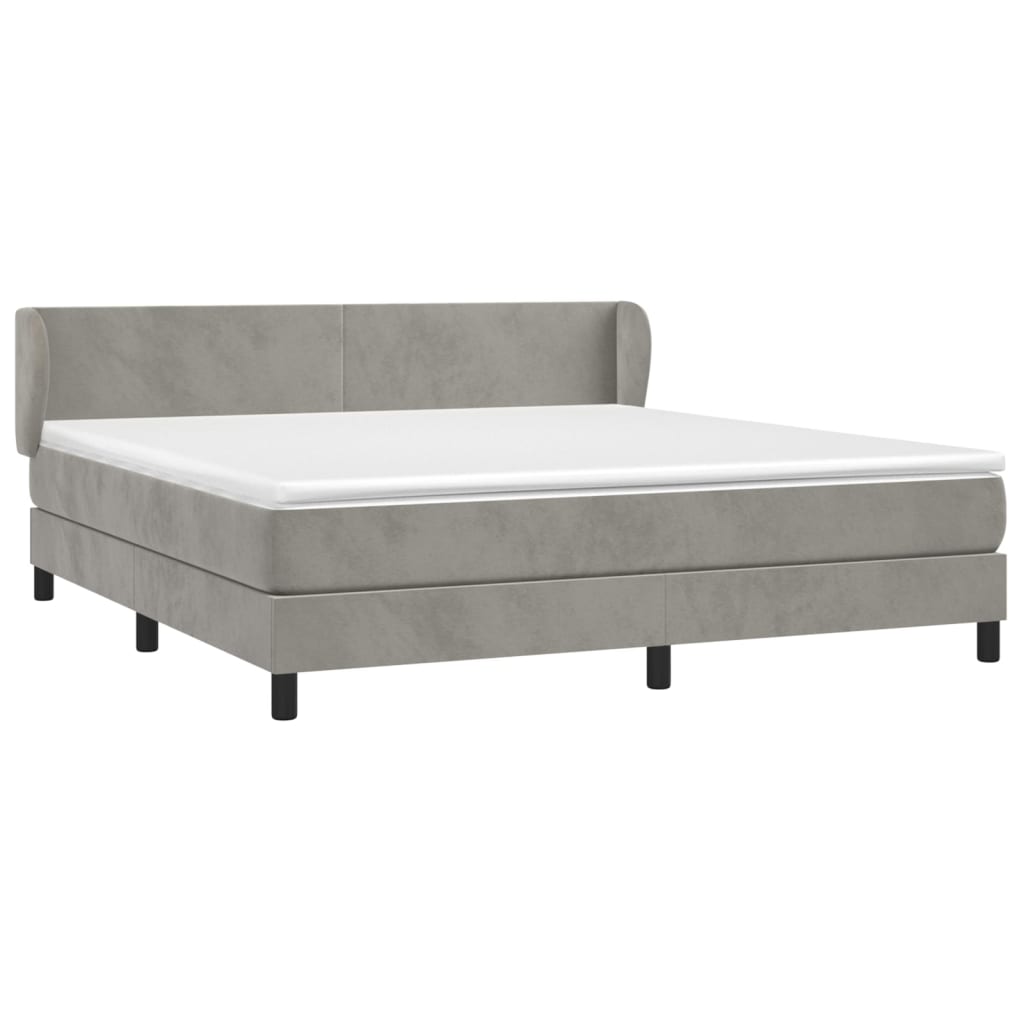 Boxspring met matras fluweel lichtgrijs 180x200 cm is nu te koop bij PeponiXL, paradijselijk wonen!