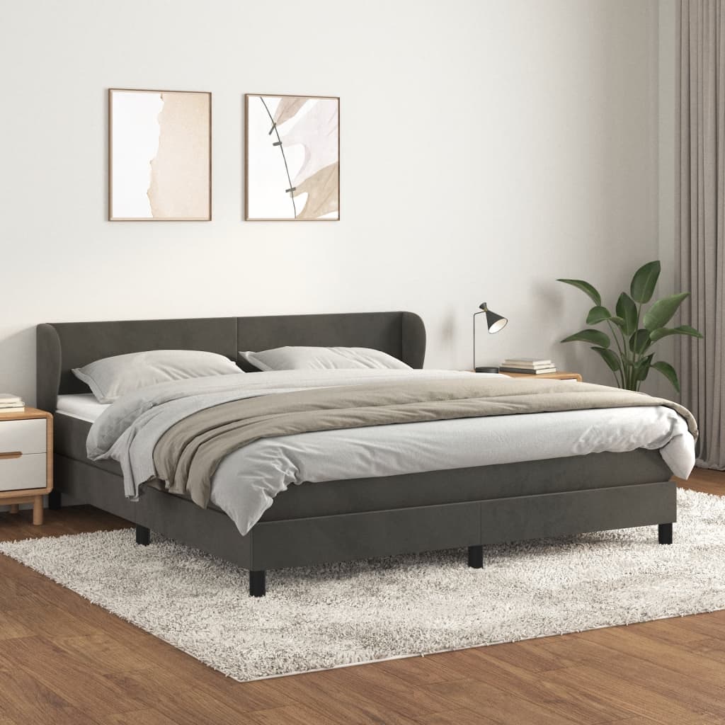 Boxspring met matras fluweel donkergrijs 180x200 cm is nu te koop bij PeponiXL, paradijselijk wonen!