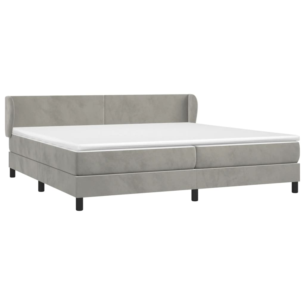 Boxspring met matras fluweel lichtgrijs 200x200 cm is nu te koop bij PeponiXL, paradijselijk wonen!