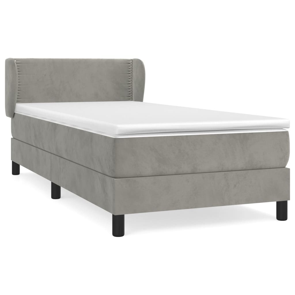 Boxspring met matras fluweel lichtgrijs 80x200 cm is nu te koop bij PeponiXL, paradijselijk wonen!