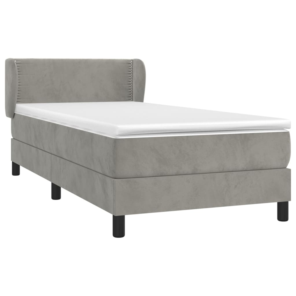 Boxspring met matras fluweel lichtgrijs 80x200 cm is nu te koop bij PeponiXL, paradijselijk wonen!