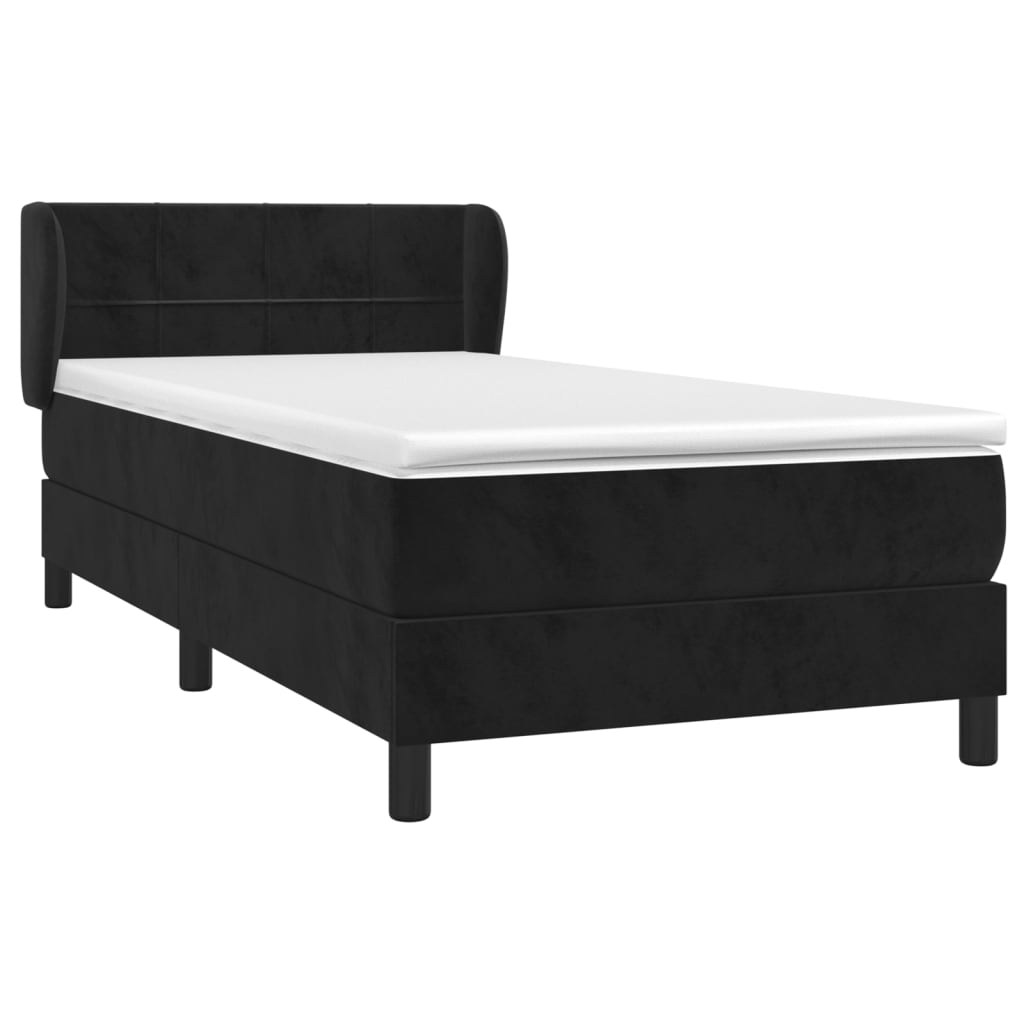 Boxspring met matras fluweel zwart 80x200 cm is nu te koop bij PeponiXL, paradijselijk wonen!