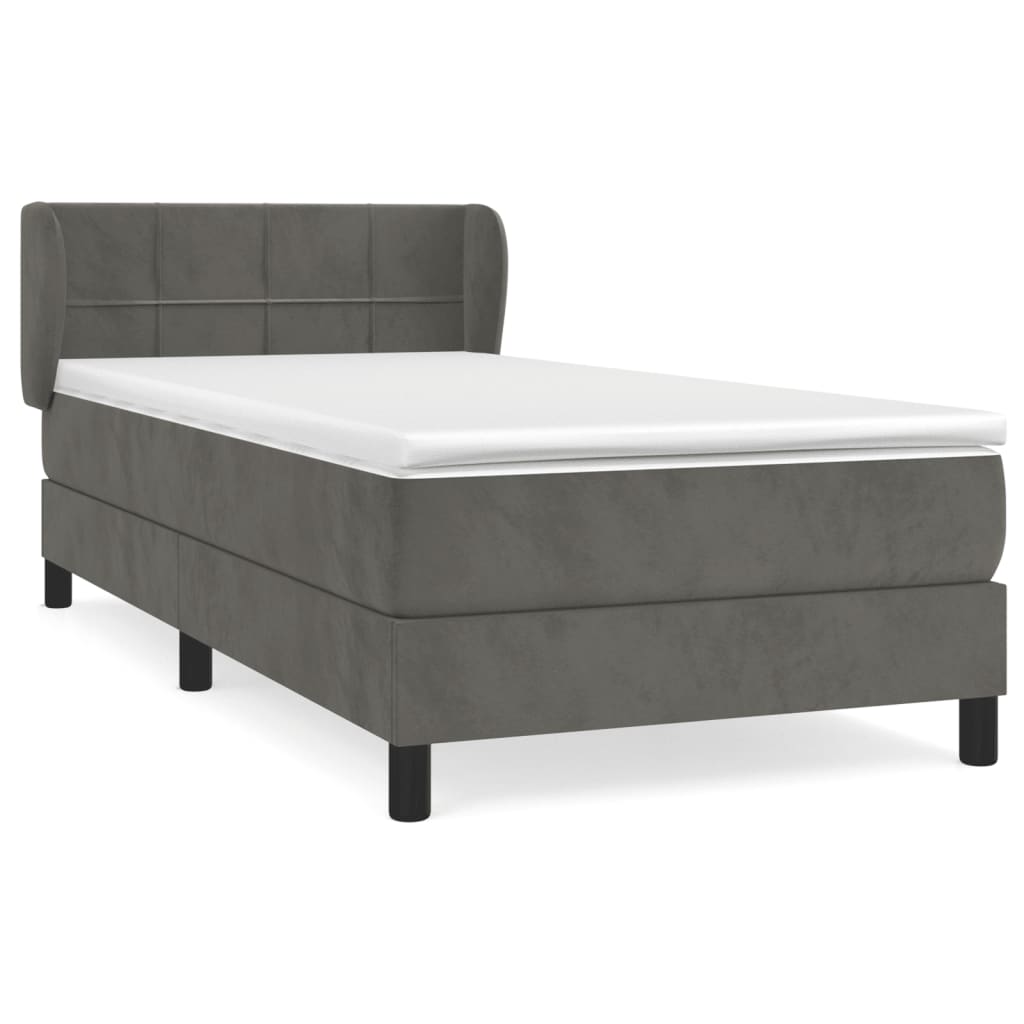 Boxspring met matras fluweel donkergrijs 90x190 cm is nu te koop bij PeponiXL, paradijselijk wonen!