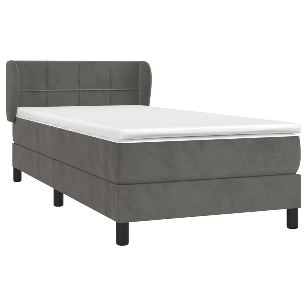 Boxspring met matras fluweel donkergrijs 90x190 cm is nu te koop bij PeponiXL, paradijselijk wonen!
