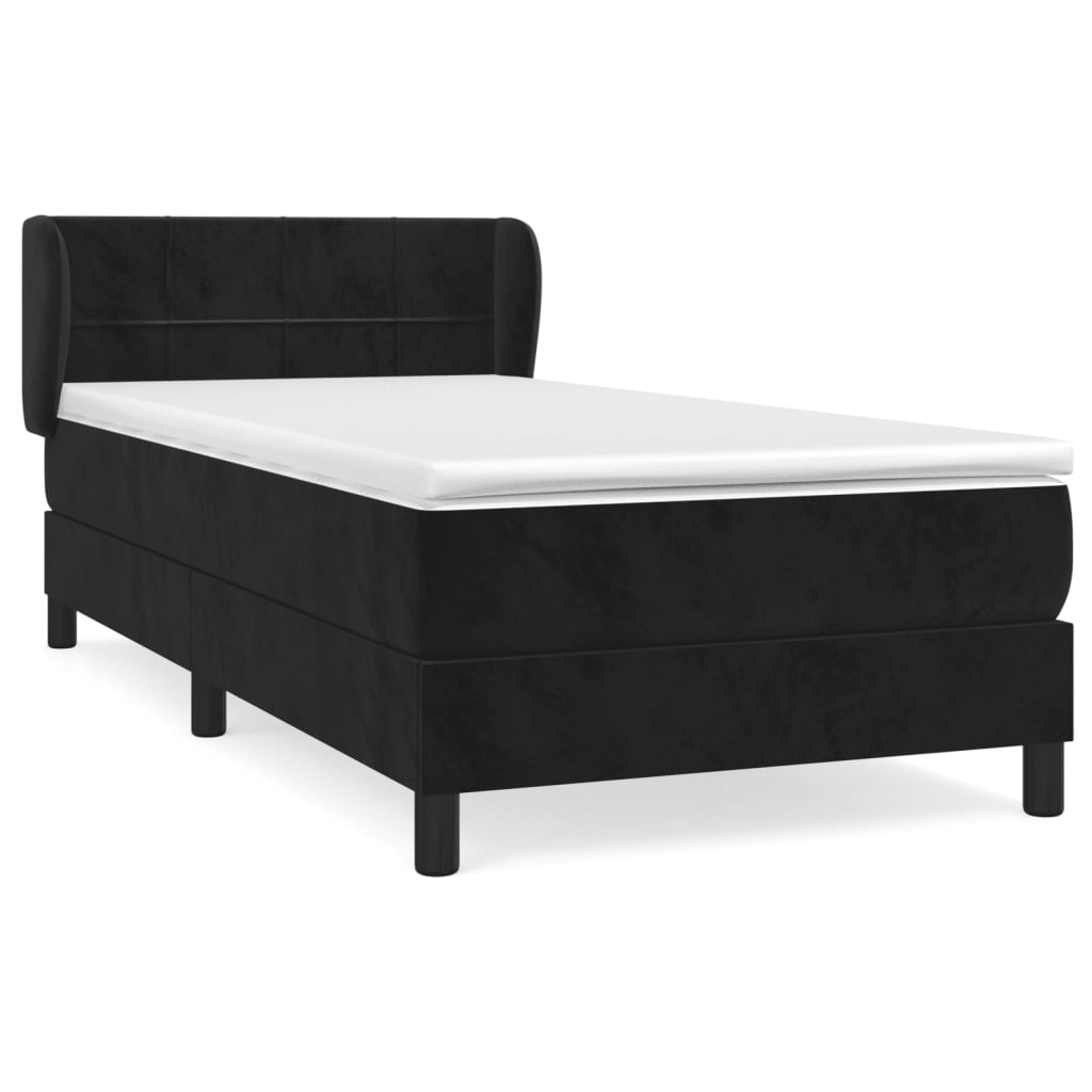 Boxspring met matras fluweel zwart 90x190 cm is nu te koop bij PeponiXL, paradijselijk wonen!