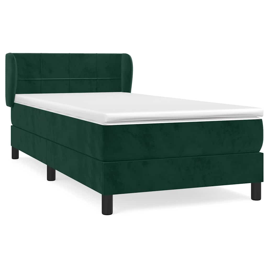 Boxspring met matras fluweel donkergroen 90x190 cm is nu te koop bij PeponiXL, paradijselijk wonen!