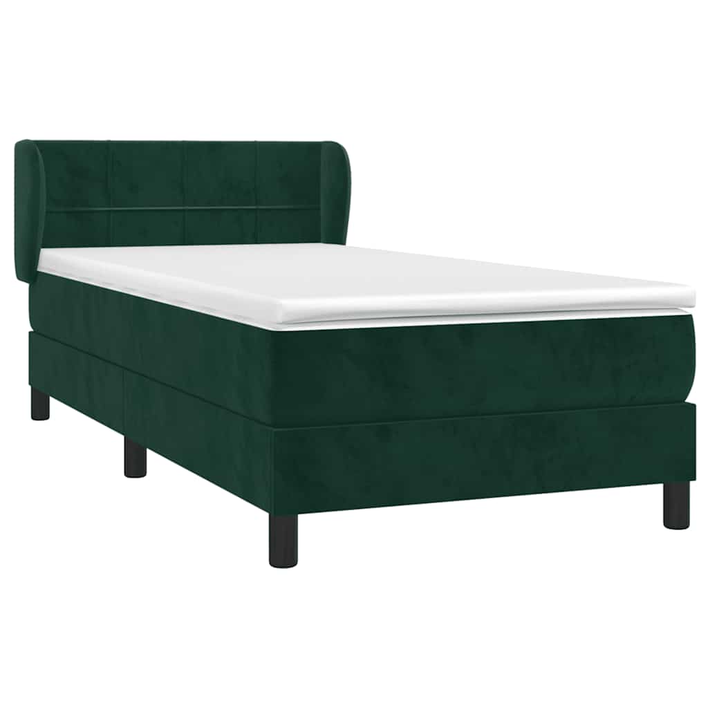 Boxspring met matras fluweel donkergroen 90x190 cm is nu te koop bij PeponiXL, paradijselijk wonen!