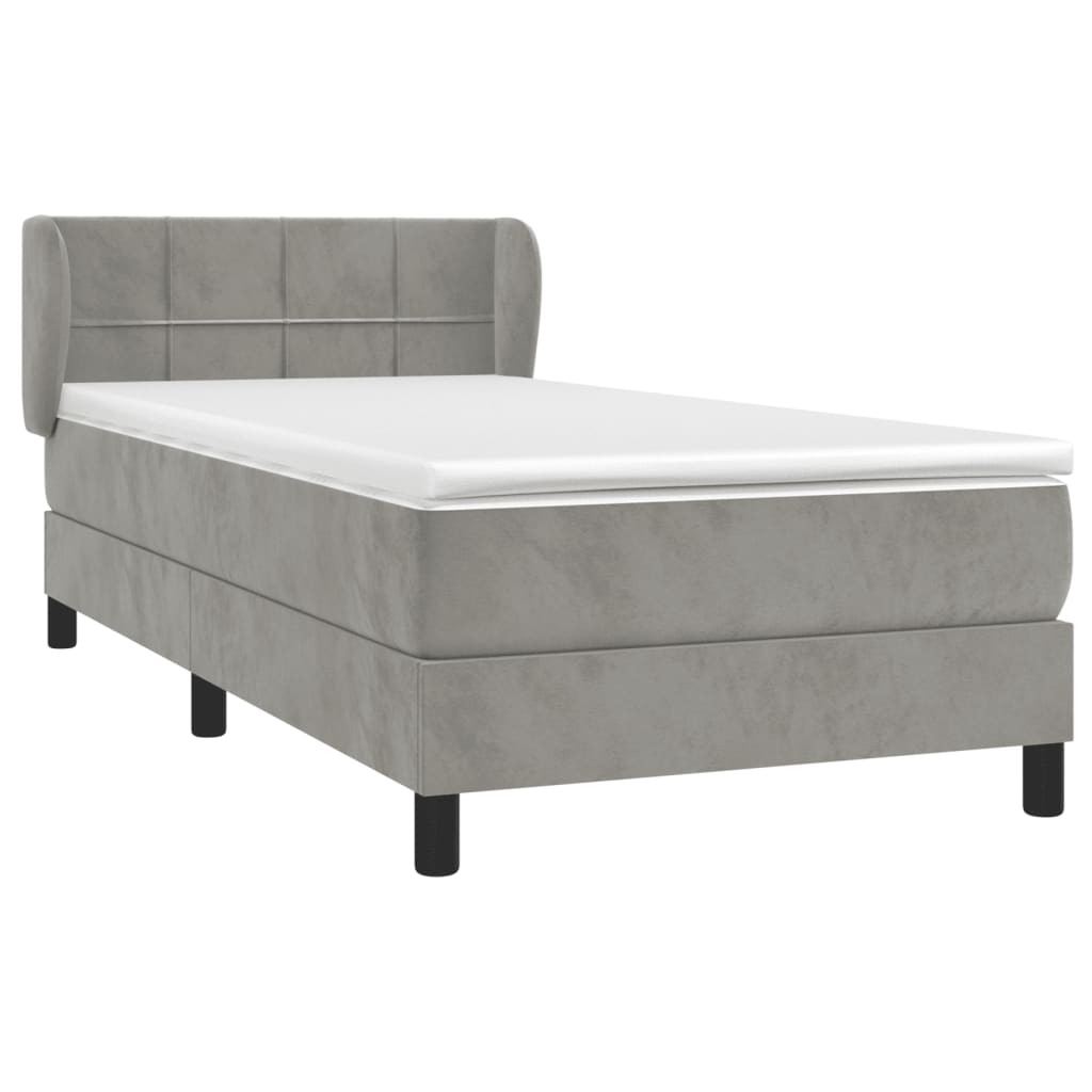 Boxspring met matras fluweel lichtgrijs 90x200 cm is nu te koop bij PeponiXL, paradijselijk wonen!