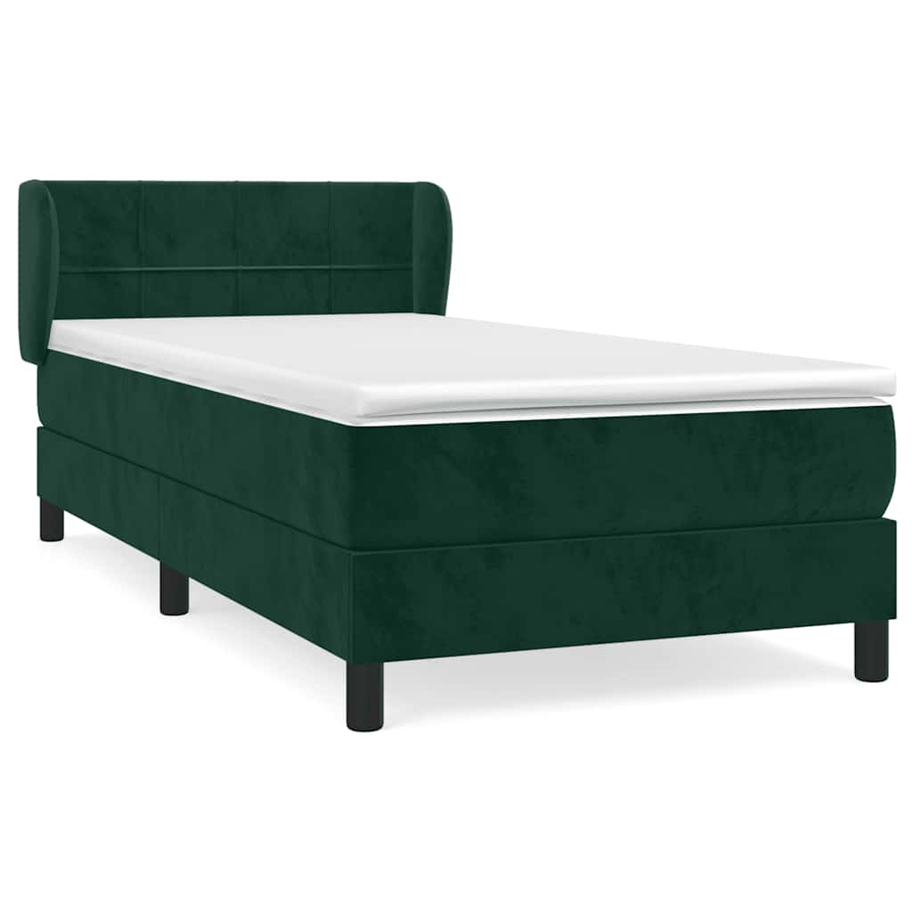 Boxspring met matras fluweel donkergroen 90x200 cm is nu te koop bij PeponiXL, paradijselijk wonen!