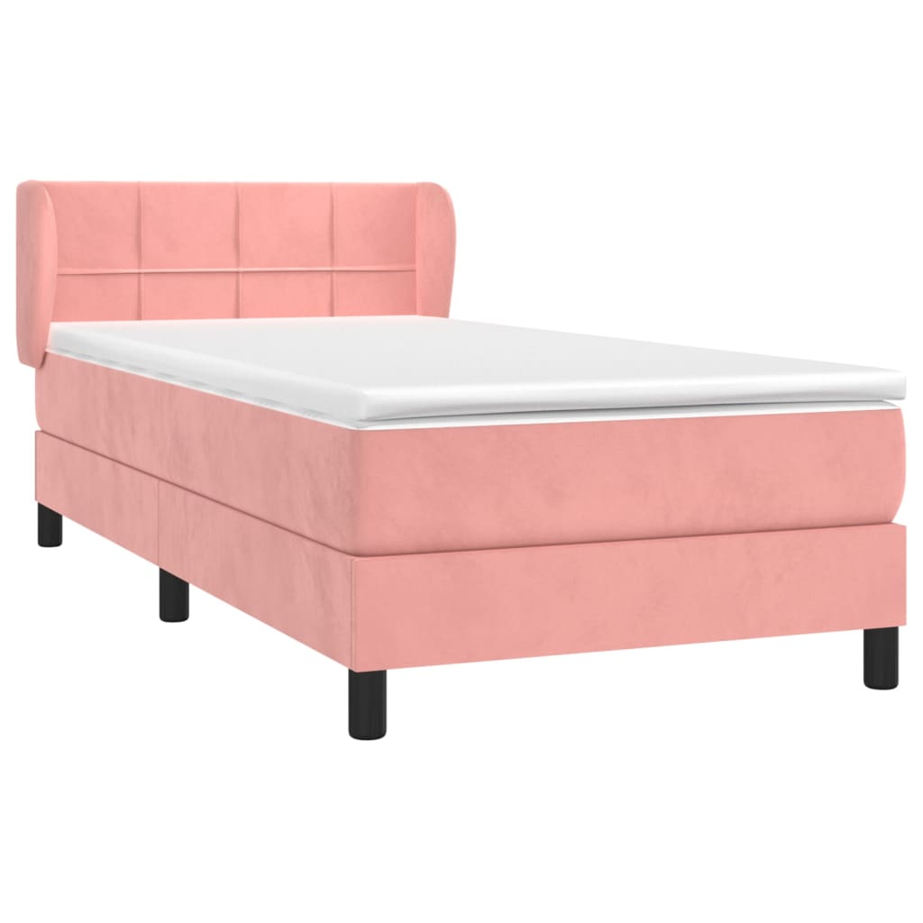 Boxspring met matras fluweel roze 90x200 cm is nu te koop bij PeponiXL, paradijselijk wonen!