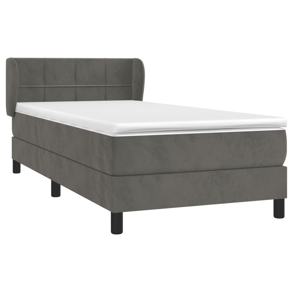 Boxspring met matras fluweel donkergrijs 100x200 cm is nu te koop bij PeponiXL, paradijselijk wonen!