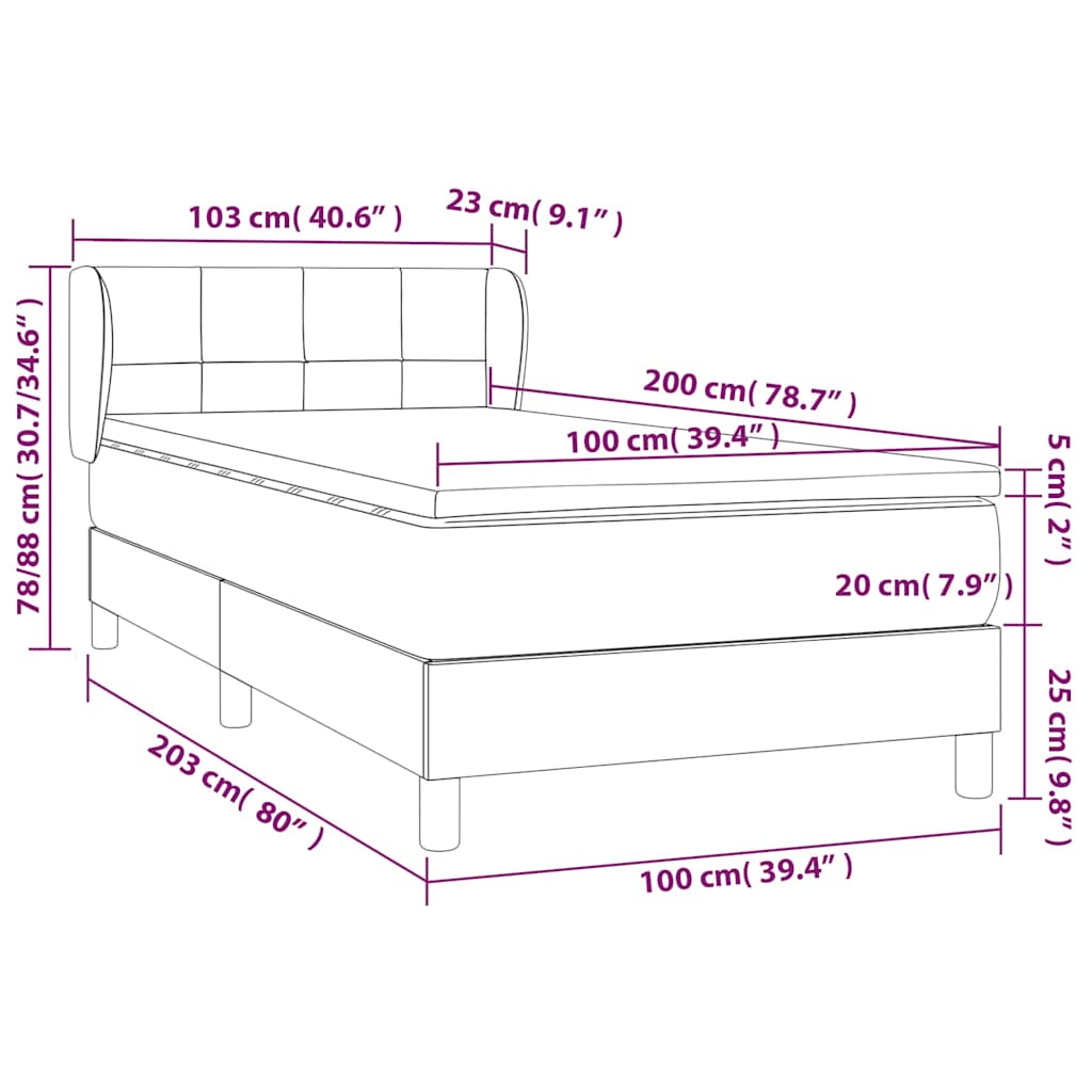 Boxspring met matras fluweel donkerblauw 100x200 cm is nu te koop bij PeponiXL, paradijselijk wonen!