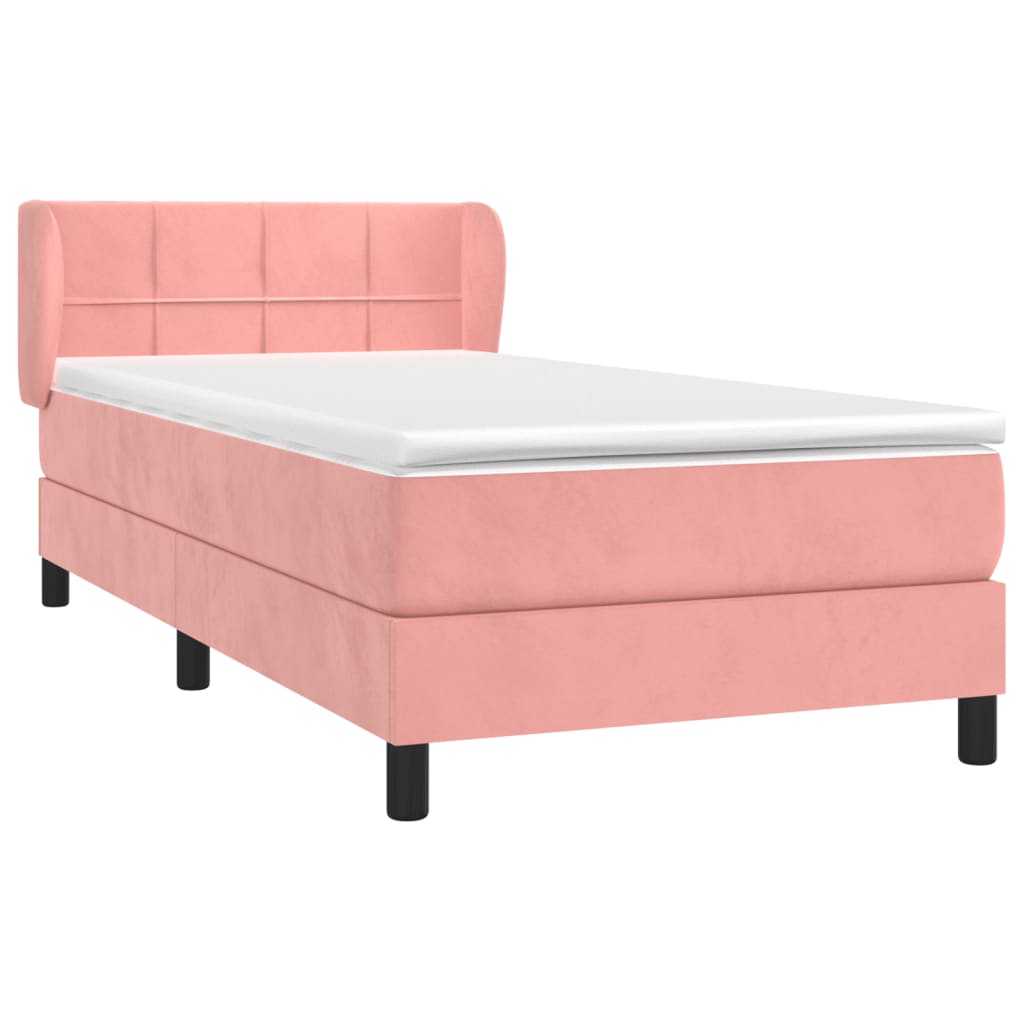 Boxspring met matras fluweel roze 100x200 cm is nu te koop bij PeponiXL, paradijselijk wonen!
