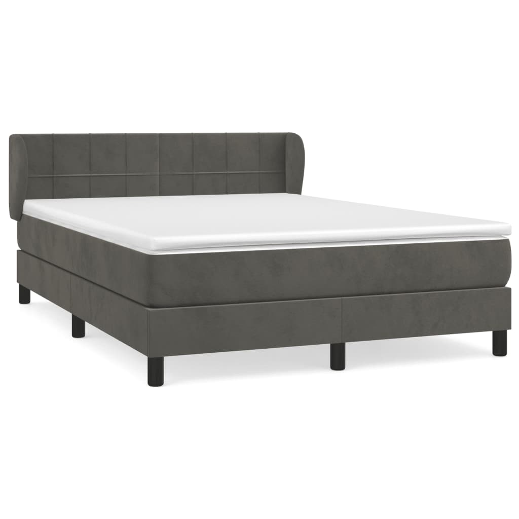 Boxspring met matras fluweel donkergrijs 140x190 cm is nu te koop bij PeponiXL, paradijselijk wonen!