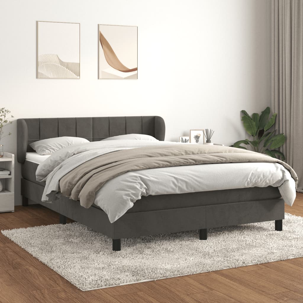 Boxspring met matras fluweel donkergrijs 140x190 cm is nu te koop bij PeponiXL, paradijselijk wonen!