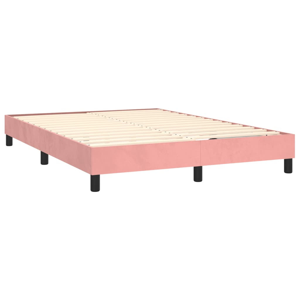 Boxspring met matras fluweel roze 140x190 cm is nu te koop bij PeponiXL, paradijselijk wonen!