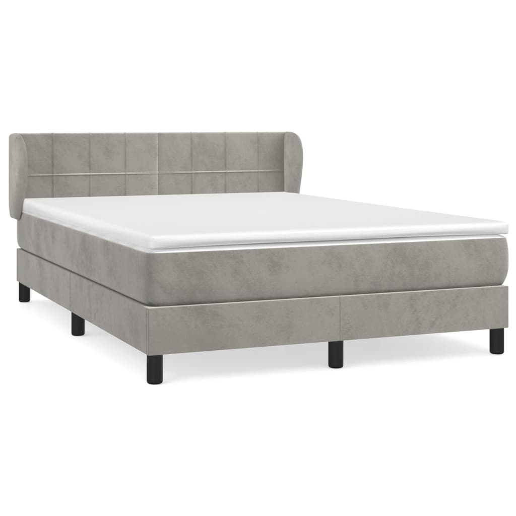 Boxspring met matras fluweel lichtgrijs 140x200 cm is nu te koop bij PeponiXL, paradijselijk wonen!