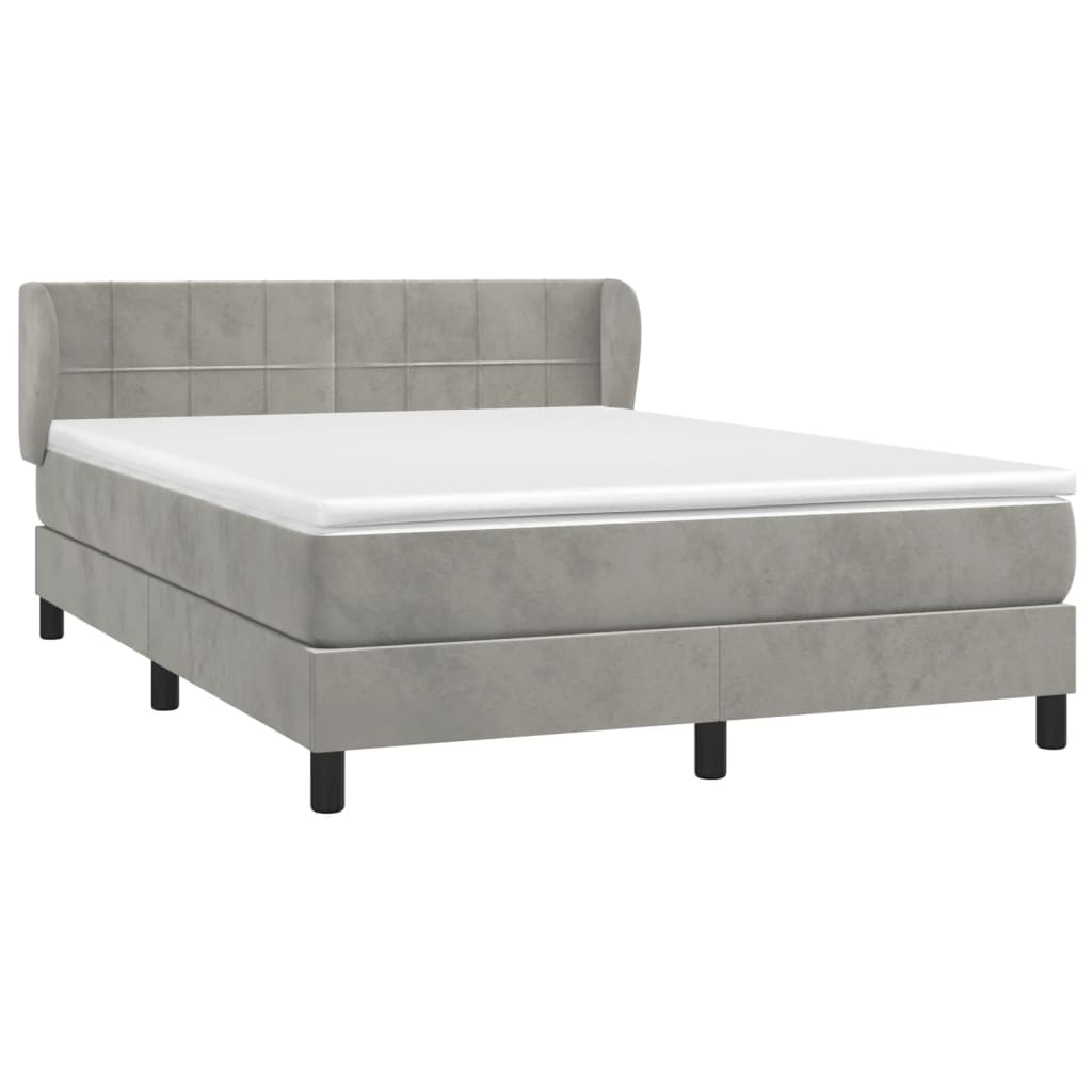 Boxspring met matras fluweel lichtgrijs 140x200 cm is nu te koop bij PeponiXL, paradijselijk wonen!