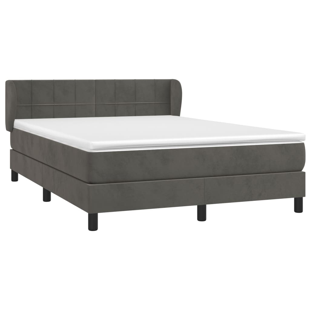 Boxspring met matras fluweel donkergrijs 140x200 cm is nu te koop bij PeponiXL, paradijselijk wonen!