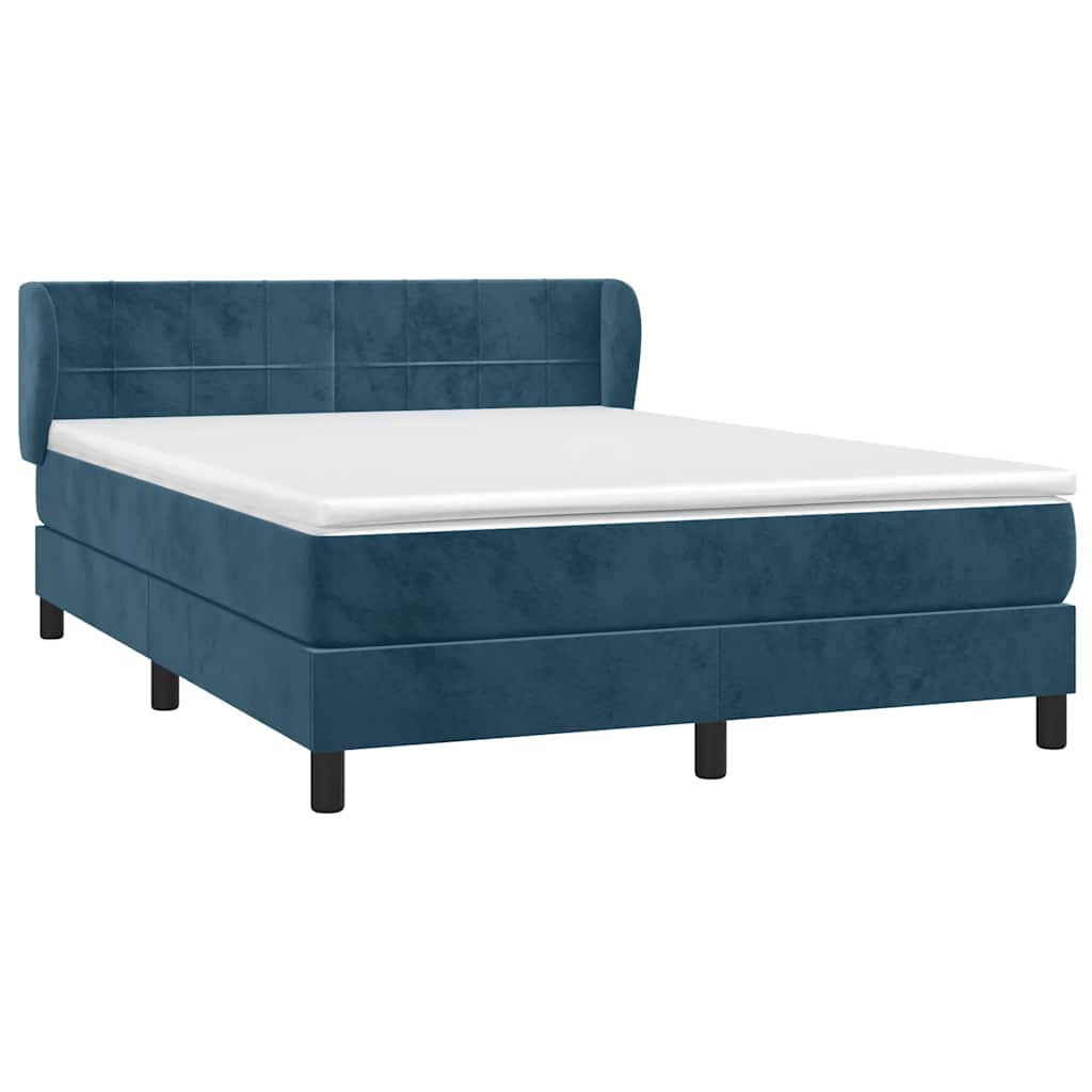 Boxspring met matras fluweel donkerblauw 140x200 cm is nu te koop bij PeponiXL, paradijselijk wonen!