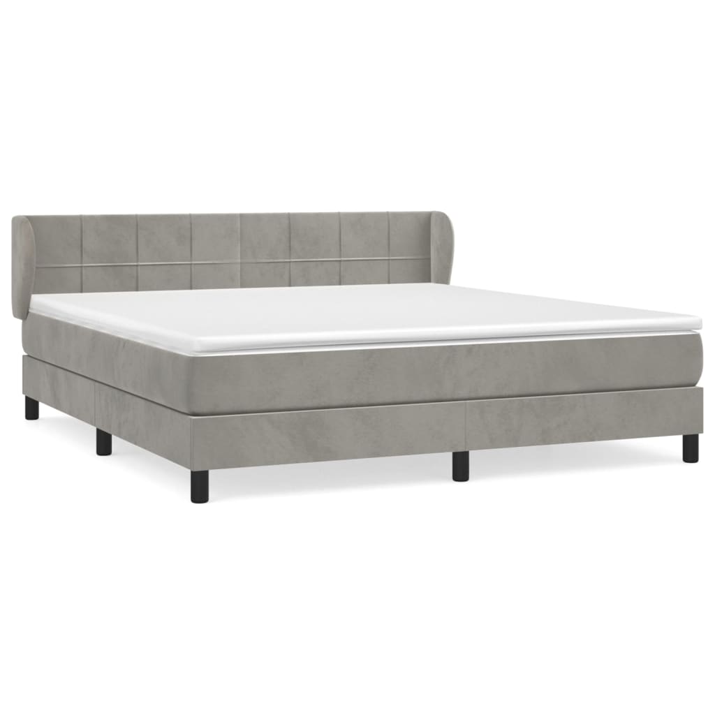 Boxspring met matras fluweel lichtgrijs 160x200 cm is nu te koop bij PeponiXL, paradijselijk wonen!