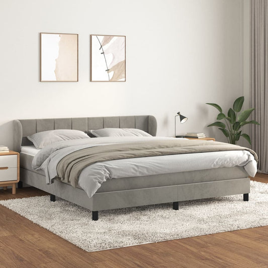 Boxspring met matras fluweel lichtgrijs 160x200 cm is nu te koop bij PeponiXL, paradijselijk wonen!