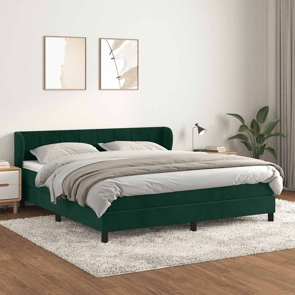 Boxspring met matras fluweel donkergroen 160x200 cm is nu te koop bij PeponiXL, paradijselijk wonen!