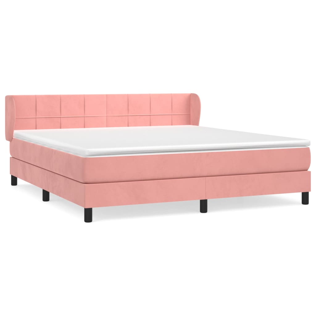 Boxspring met matras fluweel roze 160x200 cm is nu te koop bij PeponiXL, paradijselijk wonen!