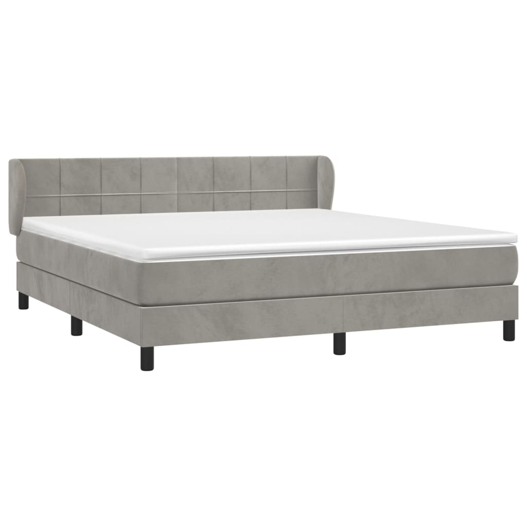 Boxspring met matras fluweel lichtgrijs 180x200 cm is nu te koop bij PeponiXL, paradijselijk wonen!