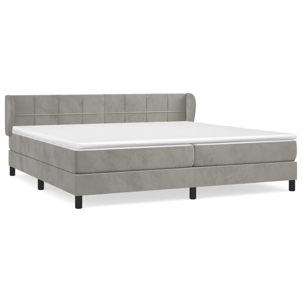 Boxspring met matras fluweel lichtgrijs 200x200 cm is nu te koop bij PeponiXL, paradijselijk wonen!