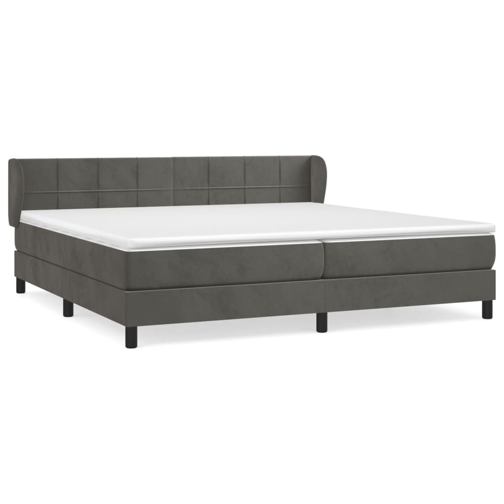 Boxspring met matras fluweel donkergrijs 200x200 cm is nu te koop bij PeponiXL, paradijselijk wonen!