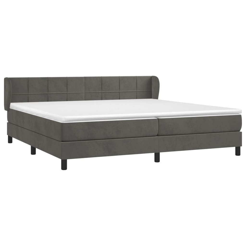 Boxspring met matras fluweel donkergrijs 200x200 cm is nu te koop bij PeponiXL, paradijselijk wonen!