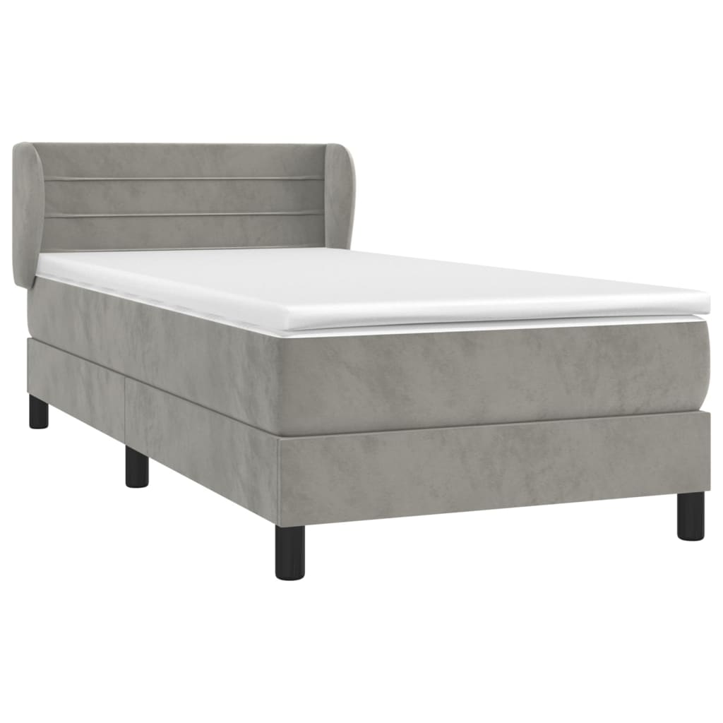 Boxspring met matras fluweel lichtgrijs 90x190 cm is nu te koop bij PeponiXL, paradijselijk wonen!