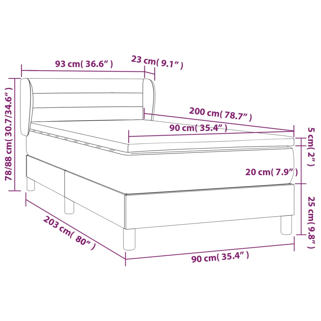 Boxspring met matras fluweel roze 90x200 cm is nu te koop bij PeponiXL, paradijselijk wonen!