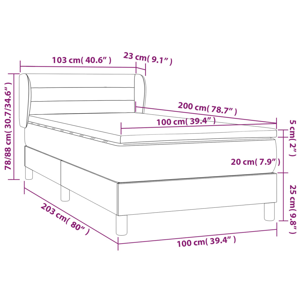 Boxspring met matras fluweel zwart 100x200 cm is nu te koop bij PeponiXL, paradijselijk wonen!