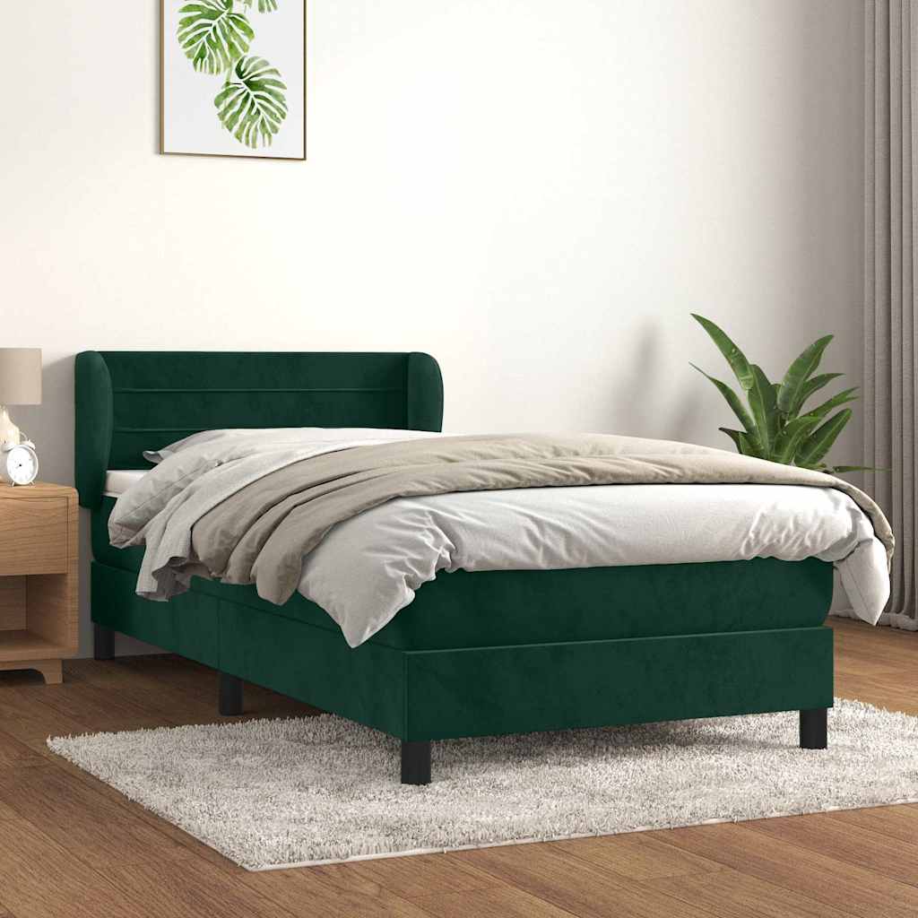 Boxspring met matras fluweel donkergroen 100x200 cm is nu te koop bij PeponiXL, paradijselijk wonen!