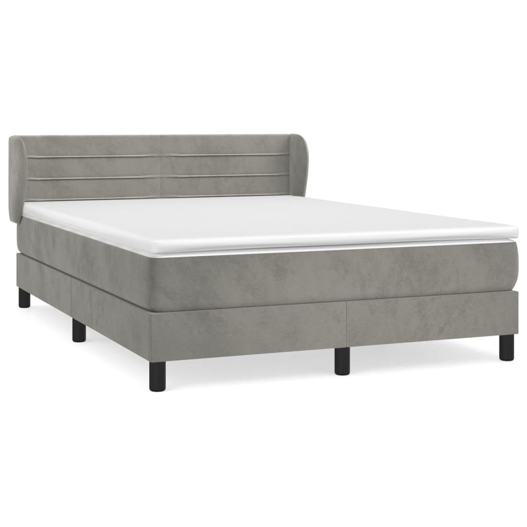 Boxspring met matras fluweel lichtgrijs 140x190 cm is nu te koop bij PeponiXL, paradijselijk wonen!