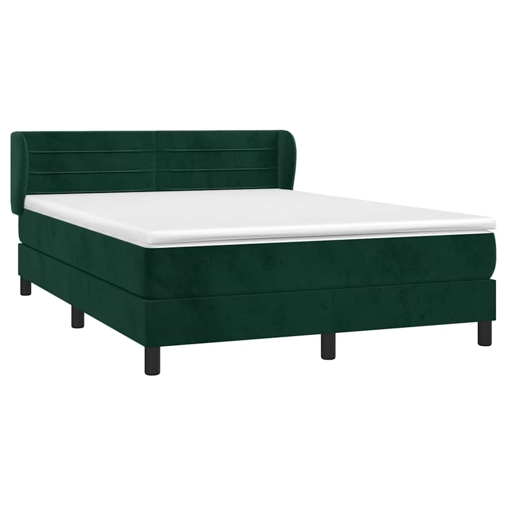 Boxspring met matras fluweel donkergroen 140x190 cm is nu te koop bij PeponiXL, paradijselijk wonen!